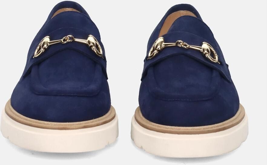 Luca Grossi Blauwe Suède Mocassin met Gouden Klem