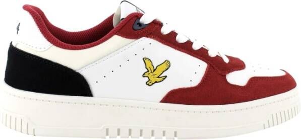 Lyle & Scott Heren Leren Sneakers Wit Rood Marine Multicolor Heren