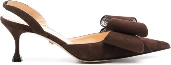 Mach & Mach Donkerbruine Kitten Heel Slingback Schoenen Brown Dames