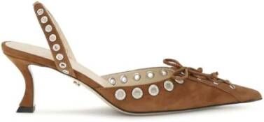 Mach & Mach Gestikte Suède Slingback Pumps met Veters