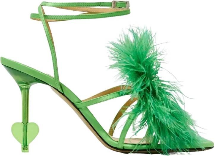 Mach & Mach Groene sandalen met hoge hak en decoratieve hak