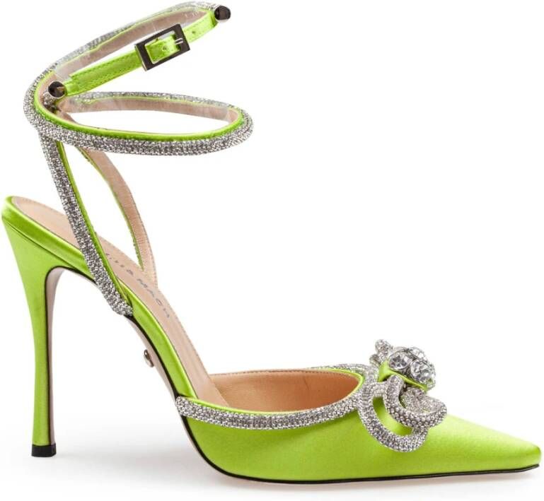 Mach & Mach Lime Satin Double Bow Pumps