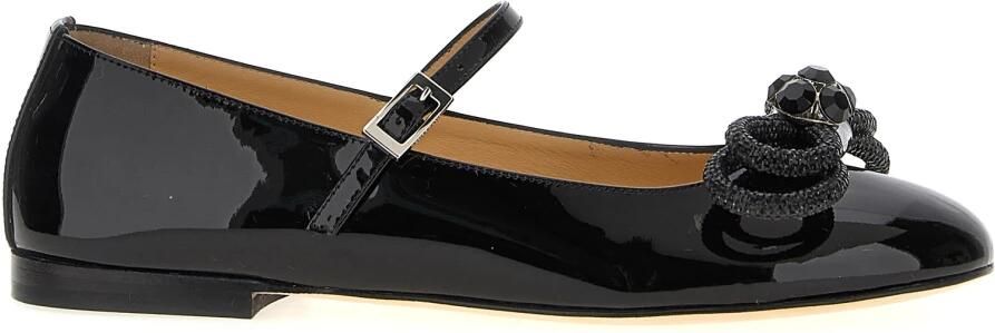 Mach & Mach Juweelstrik Leren Ballerina's Black Dames