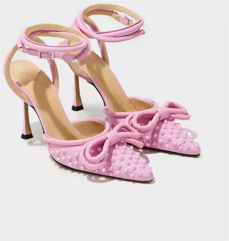 Mach & Mach Roze leren strik stiletto hakken - Foto 2