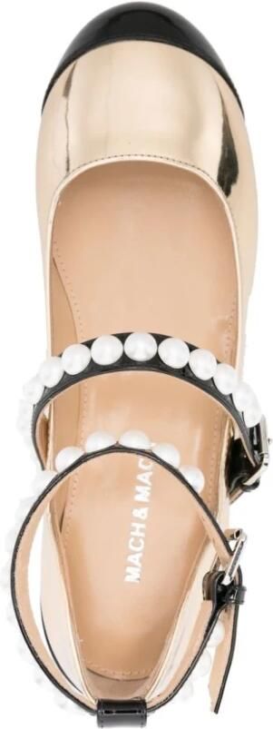 Mach & Mach Gouden platte schoenen met stud-details