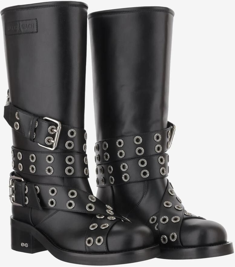 Mach & Mach Leren Combat Boots met Rie en Oogjes