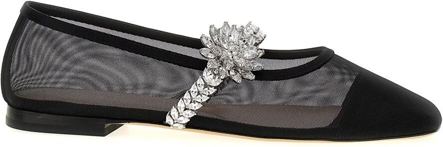 Mach & Mach Met Juwelen Versierde Lotus Bloem Ballerina's Black Dames - Foto 3
