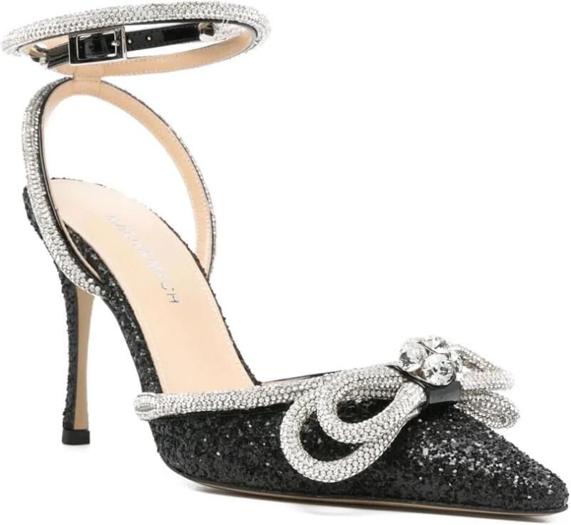 Mach & Mach Zwarte Glitter Hoge Hakken