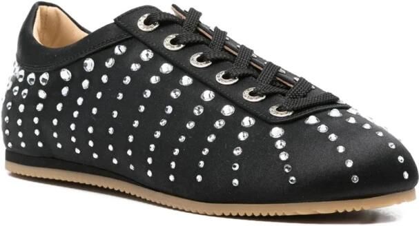 MACH & MACH Zwarte Satijnen Crystal Ray Ballet Runner - Foto 3