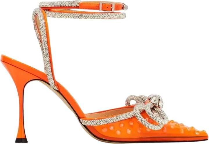 Mach & Mach Oranje Kristal Dubbele Strik Hoge Hakken