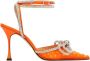 Mach & Mach Oranje Kristal Dubbele Strik Hoge Hakken - Thumbnail 1