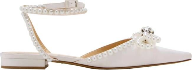 Mach & Mach Witte platte schoenen leer satijn