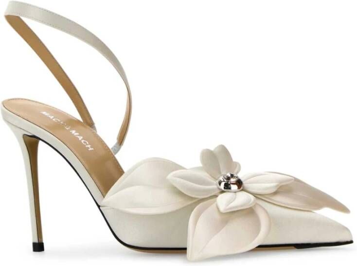 Mach & Mach Witte Satijnen Orchidee Pumps