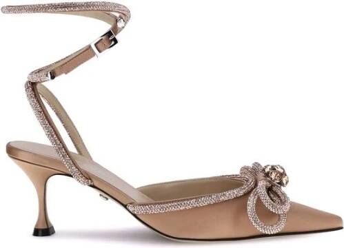Mach & Mach Zijden pumps met dubbele strik en strass