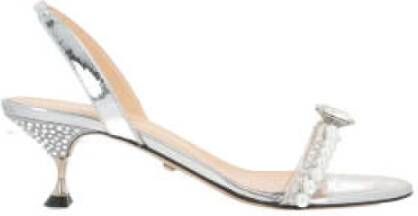 Mach & Mach Zilveren Leren Sandalen met PVC Band Gray Dames