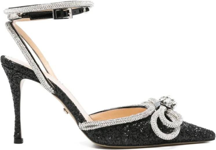 Mach & Mach Zwarte Glitter Hoge Hakken