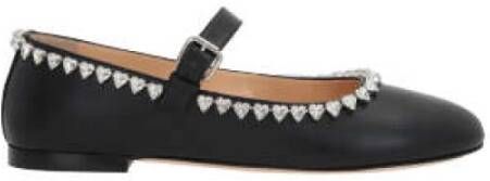 Mach & Mach Zwarte Hart Kristal Platte Schoenen Black Dames