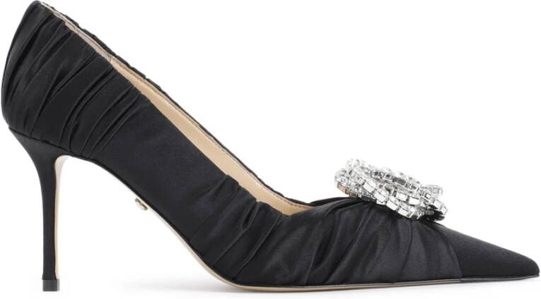 Mach & Mach Zwarte Satijnen Sandalen Elegante Stijl Black Dames