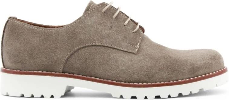 Made in Italia Suède Veterschoenen met Ronde Neus Brown Dames