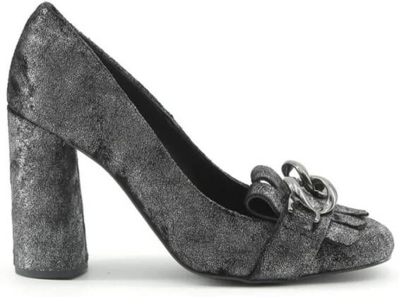 Made in Italia Velvet Chain Pumps Metallic Style Black Dames