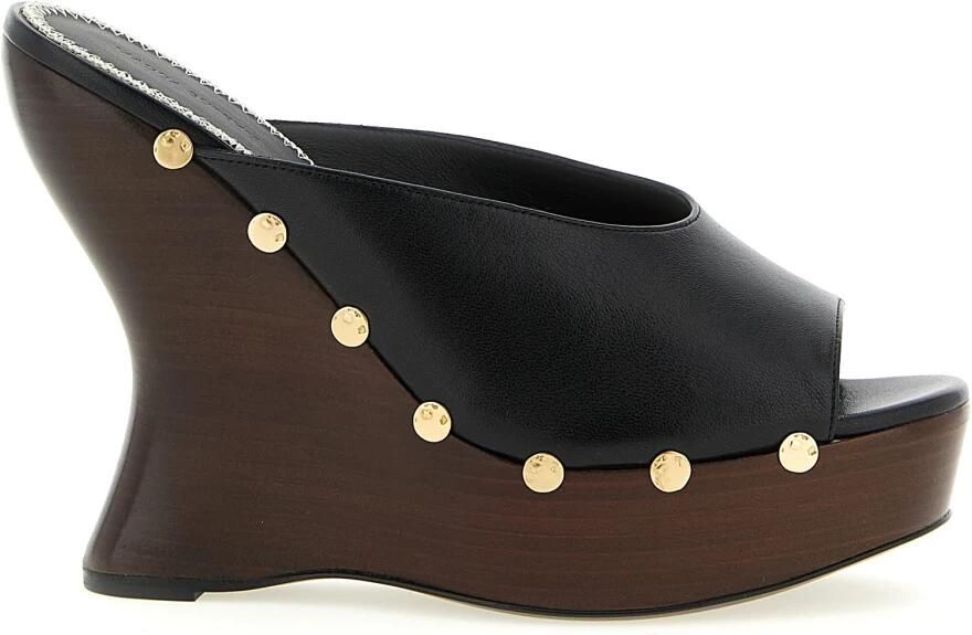 Magda Butrym Wedge Mules met Noppen van Leer