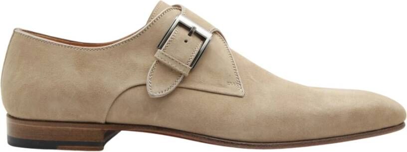 Magnanni Beige Suede Monk Strap Schoen Beige Heren