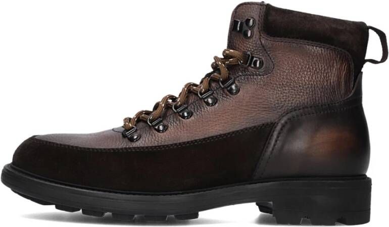 Magnanni Bruine leren veterschoenen