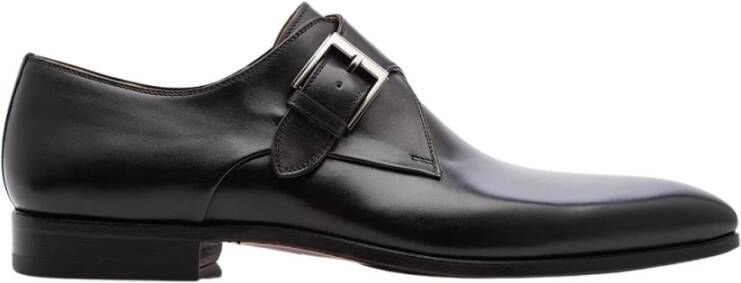 Magnanni Zwarte Leren Monk Strap Schoen Black Heren