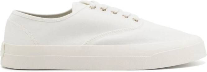 Maison Kitsuné Canvas Witte Sneakers Ronde Neus Vetersluiting White Heren