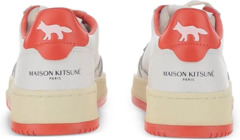 Maison Kitsuné Rode Vossensneakers Wit Leren Bovenwerk - Foto 2