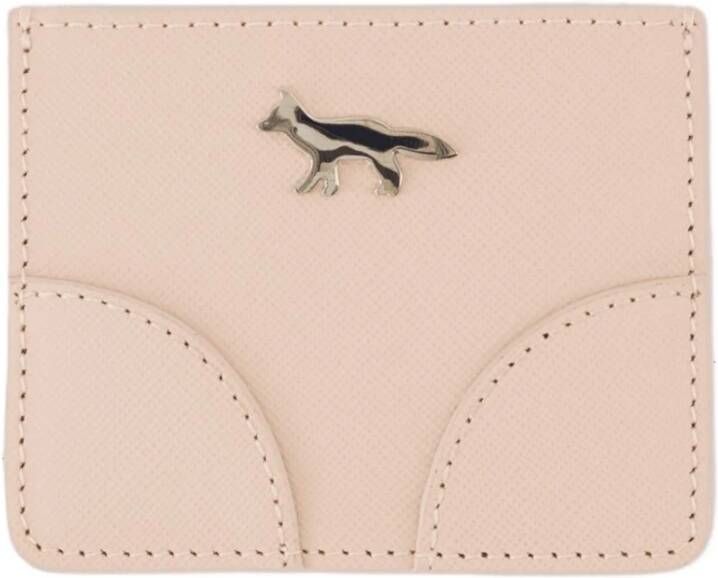 Maison Kitsuné Roze Leren Kaarthouder Boogie