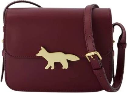 Maison Kitsuné Zwarte Leren Crossbody Tas met Draaislot