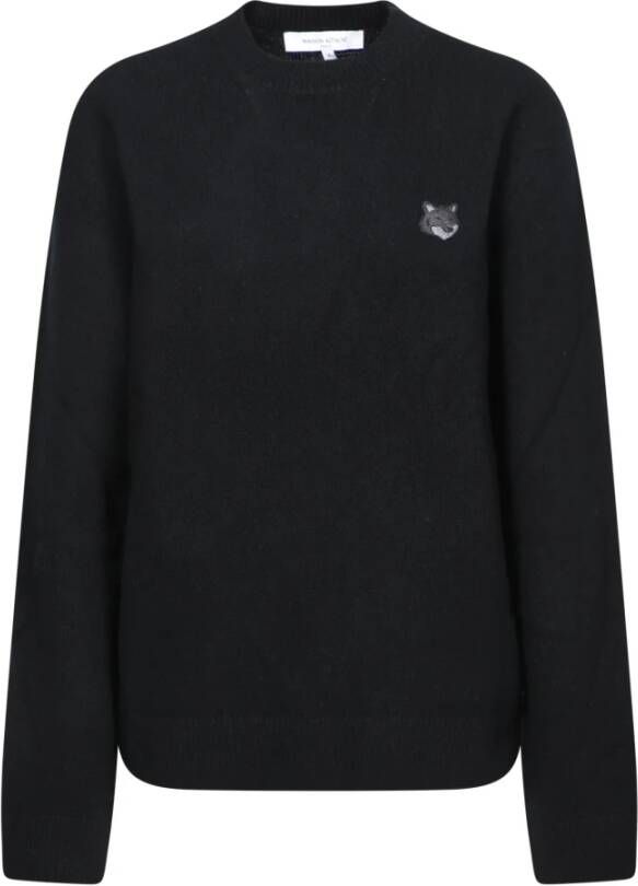 Maison Kitsuné Zwarte sweater met iconische voslogo