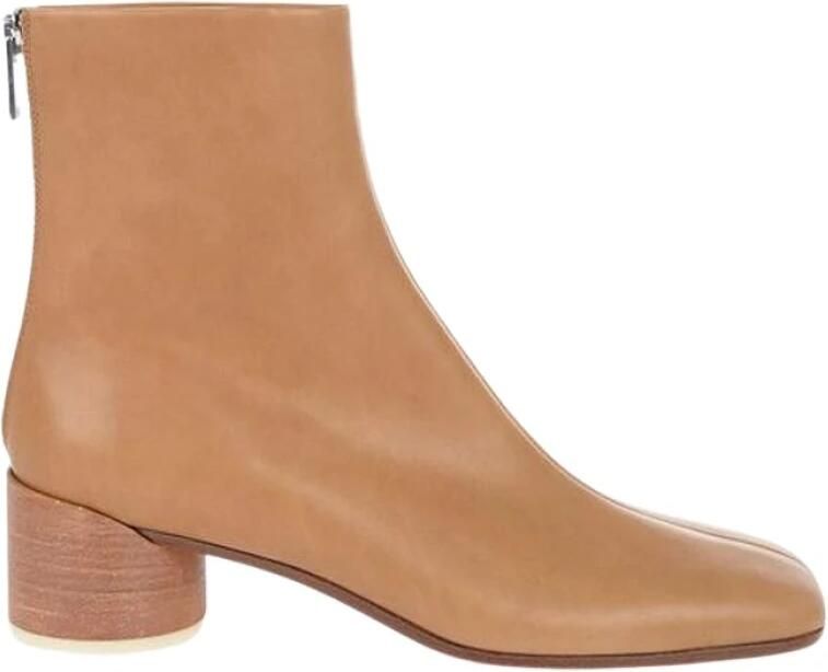 Maison Margiela Beige Leren Booties met Houten Hak