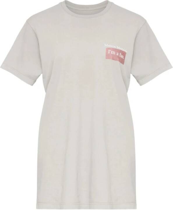 Maison Margiela Beige Slogan Print Crew Neck T-shirt