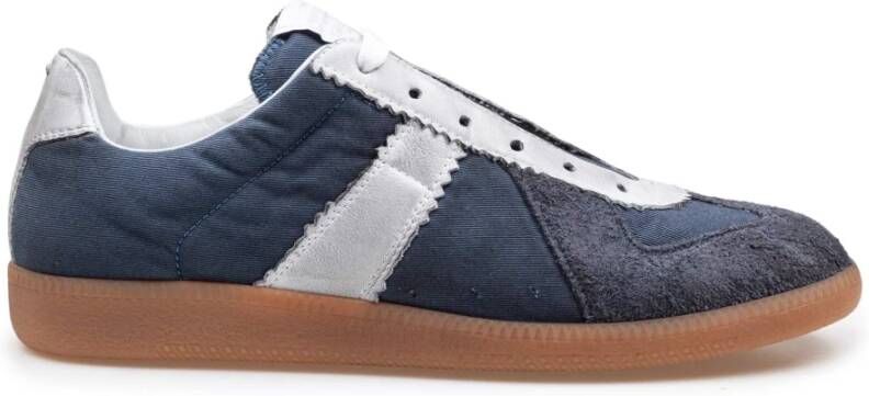 Maison Margiela Blauw Witte Leren en Stoffen Sneakers