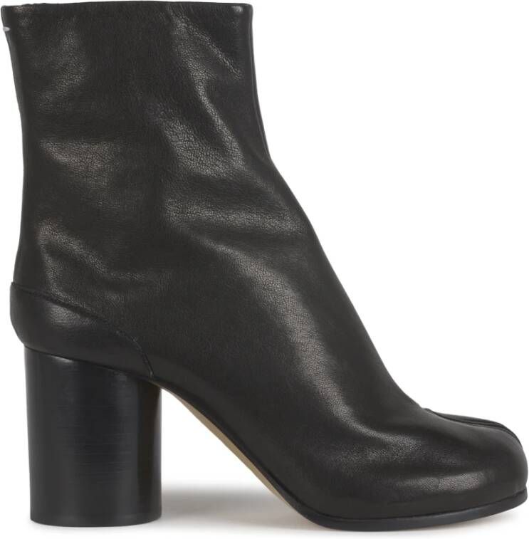Maison Margiela Tabi Teen Kalfsleren Enkellaarzen met Cilindrische Hak Black Dames