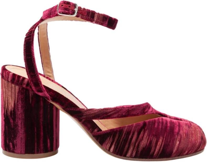 Maison Margiela Bordeaux Chenille Tabi Sandalen met Band