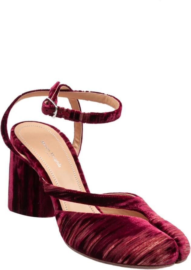 Maison Margiela Bordeaux Chenille Tabi Sandalen met Band