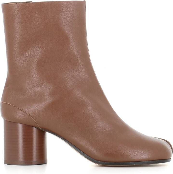 Maison Margiela Bruine leren enkellaarzen met Tabi-teen