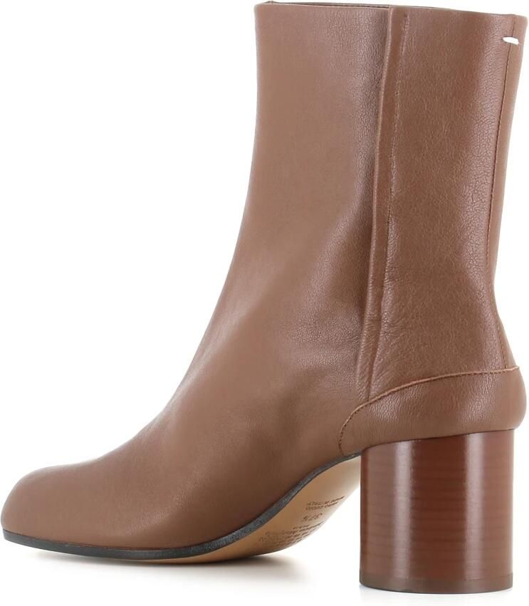Maison Margiela Bruine leren enkellaarzen met Tabi-teen