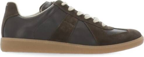 Maison Margiela Bruine Leren Sneakers met Suède Inzetstukken