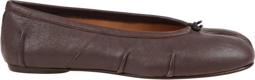 Maison Margiela Bruine leren Tabi ballerina flats