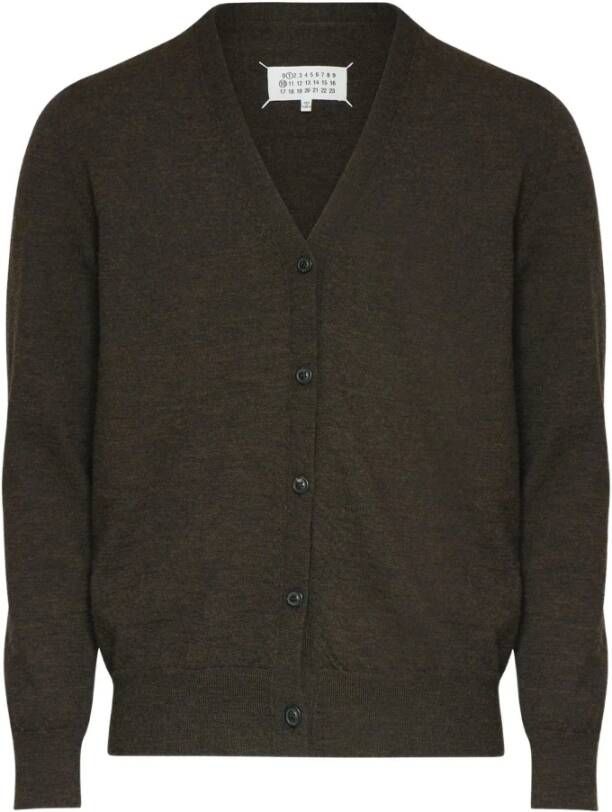 Maison Margiela Bruine wollen vest met elleboogpatch