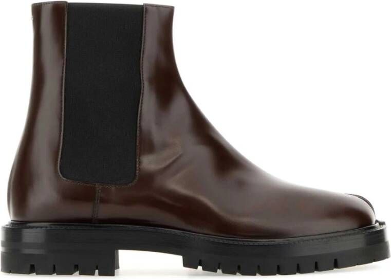 Maison Margiela Burgundy Leren Chelsea Enkellaarzen Red Heren