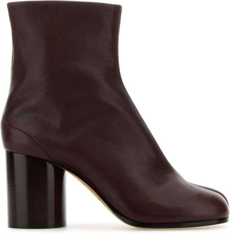 Maison Margiela Burgundy Leren Tabi Enkellaarzen