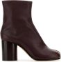 Maison Margiela Burgundy Leren Tabi Enkellaarzen - Thumbnail 1
