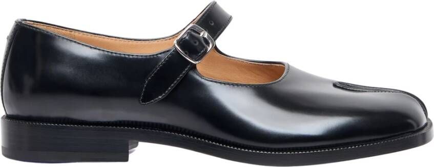 Maison Margiela Zwarte leren loafers met Tabi teen Black Dames