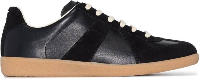 Maison Margiela Replica Leren Sneakers met Suède Inzetstukken Black Heren