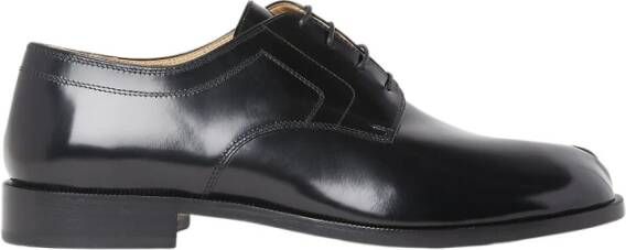 Maison Margiela Gepolijst leren Tabi veterschoenen Black Heren